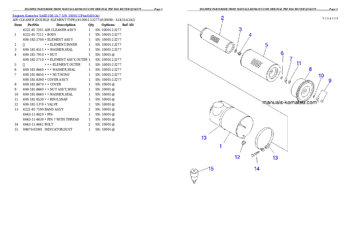 Protected: SA6D108-1A-7 S/N 10001-UP Partsbook
