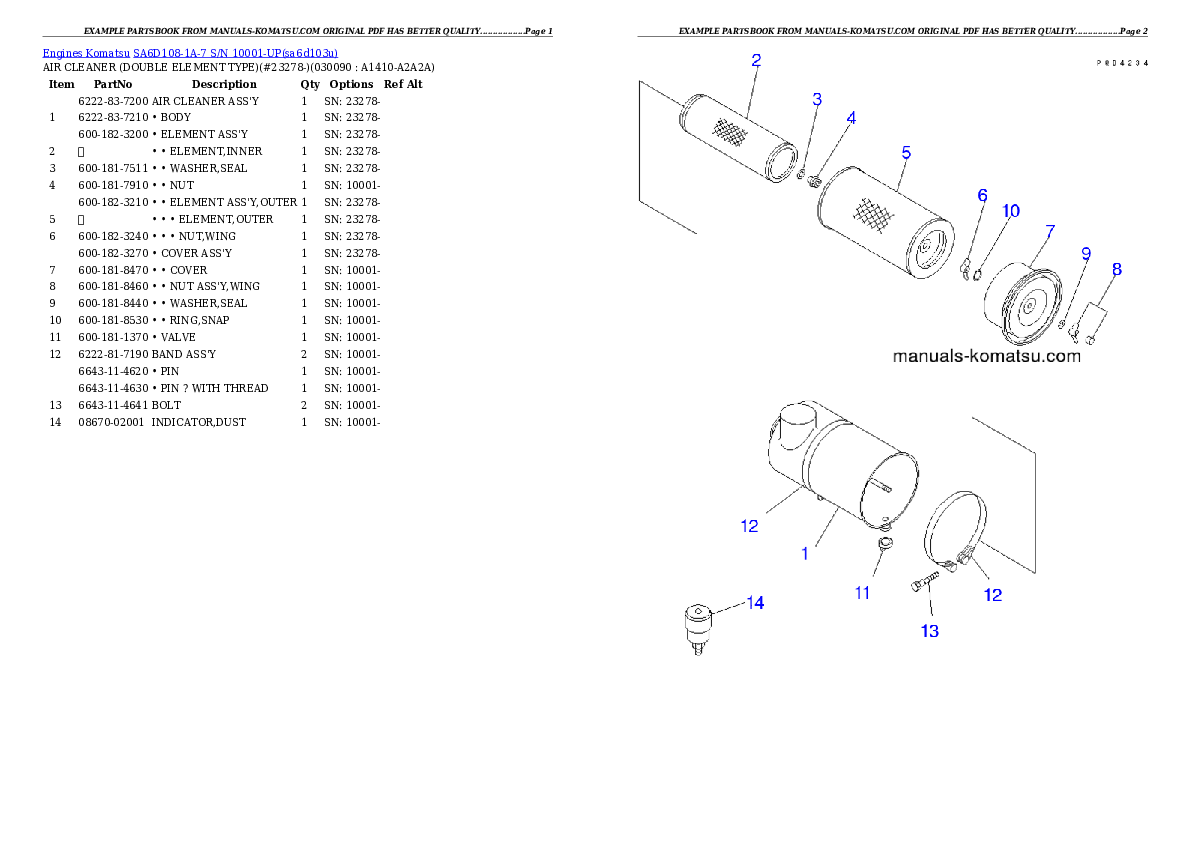 Protected: SA6D108-1A-7 S/N 10001-UP Partsbook