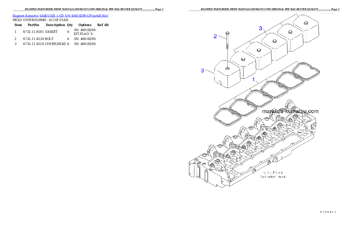 Protected: SA6D102E-1-GD S/N 46018290-UP Partsbook