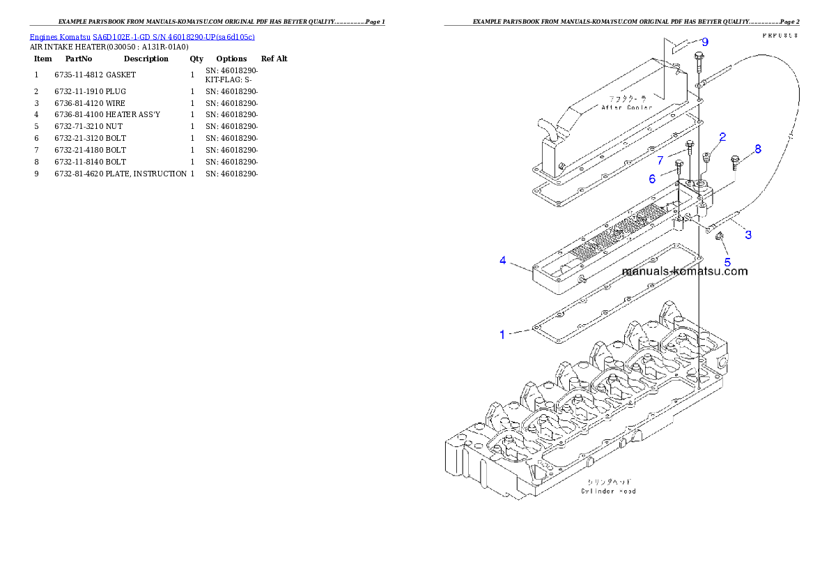 Protected: SA6D102E-1-GD S/N 46018290-UP Partsbook