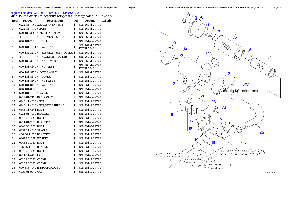 Protected: SA6D108-1G S/N 16016-UP Partsbook