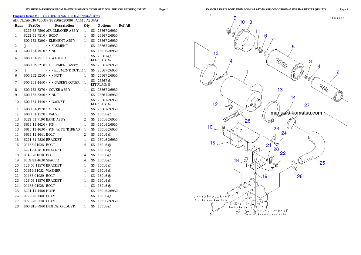 Protected: SA6D108-1G S/N 16016-UP Partsbook