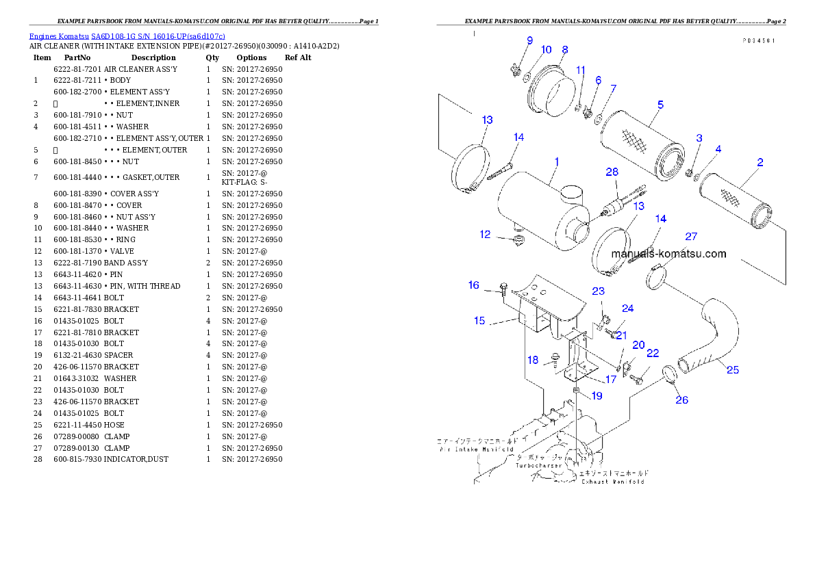 Protected: SA6D108-1G S/N 16016-UP Partsbook