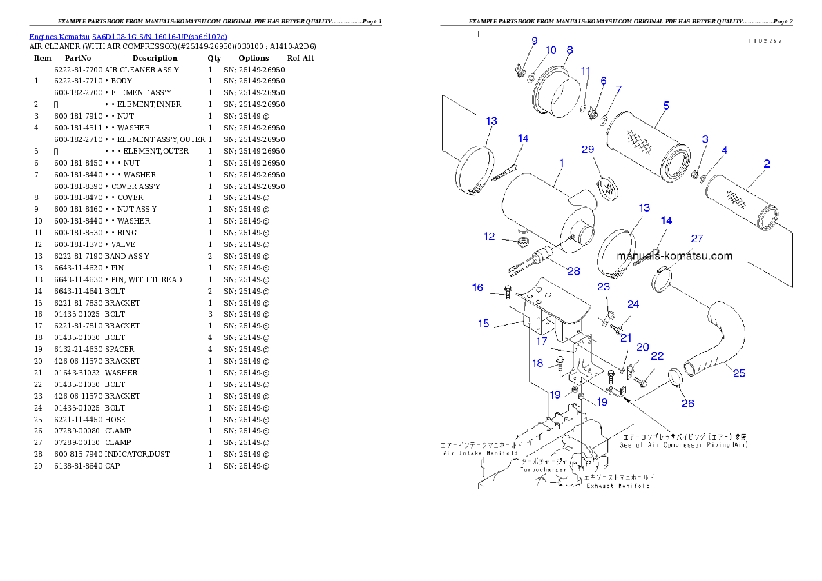 Protected: SA6D108-1G S/N 16016-UP Partsbook