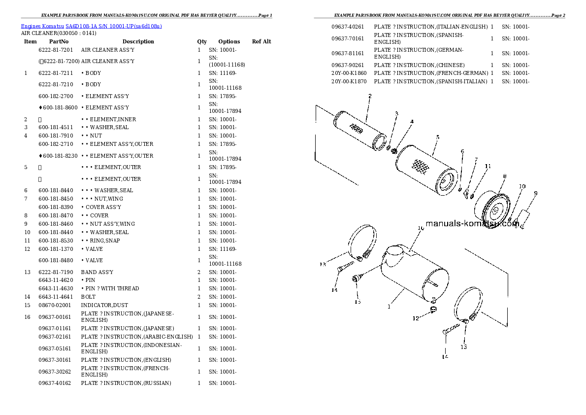 Protected: SA6D108-1A S/N 10001-UP Partsbook