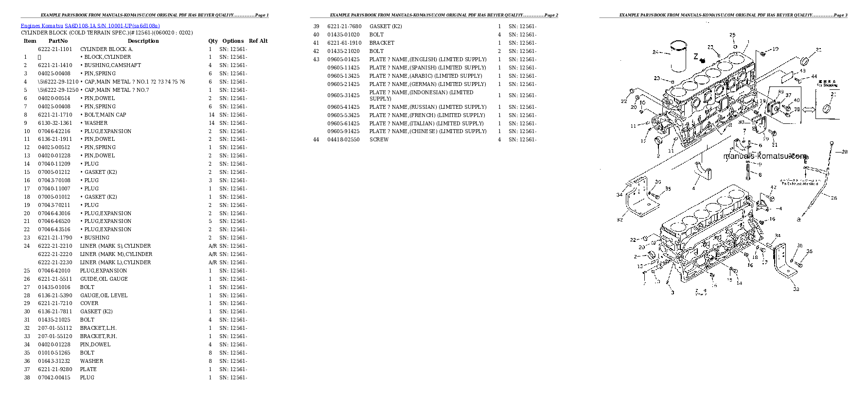 Protected: SA6D108-1A S/N 10001-UP Partsbook