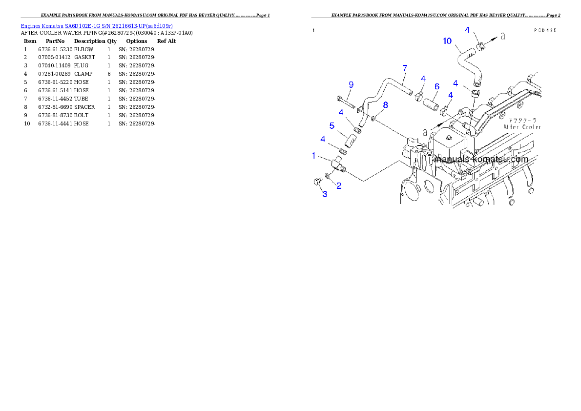 Protected: SA6D102E-1G S/N 26216613-UP Partsbook