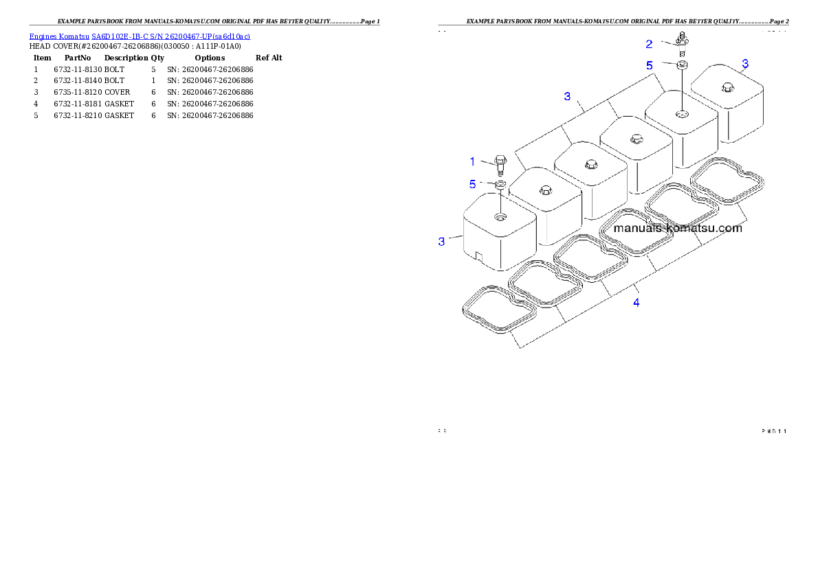 Protected: SA6D102E-1B-C S/N 26200467-UP Partsbook