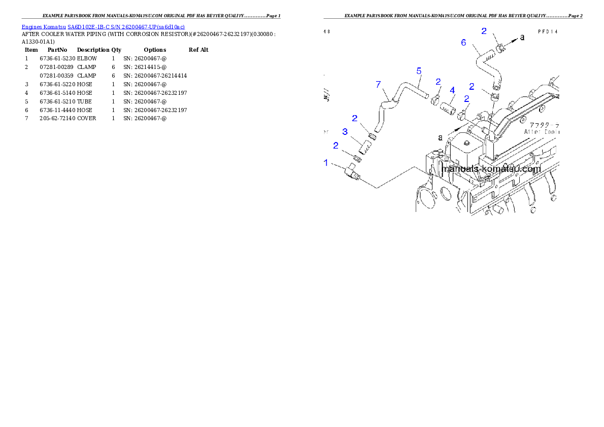 Protected: SA6D102E-1B-C S/N 26200467-UP Partsbook