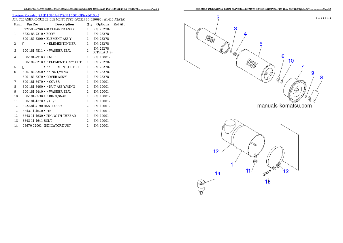 Protected: SA6D108-1A-7T S/N 10001-UP Partsbook