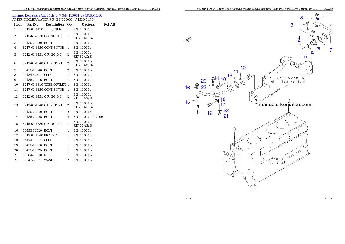 Protected: SA6D140E-3J-7 S/N 110001-UP Partsbook