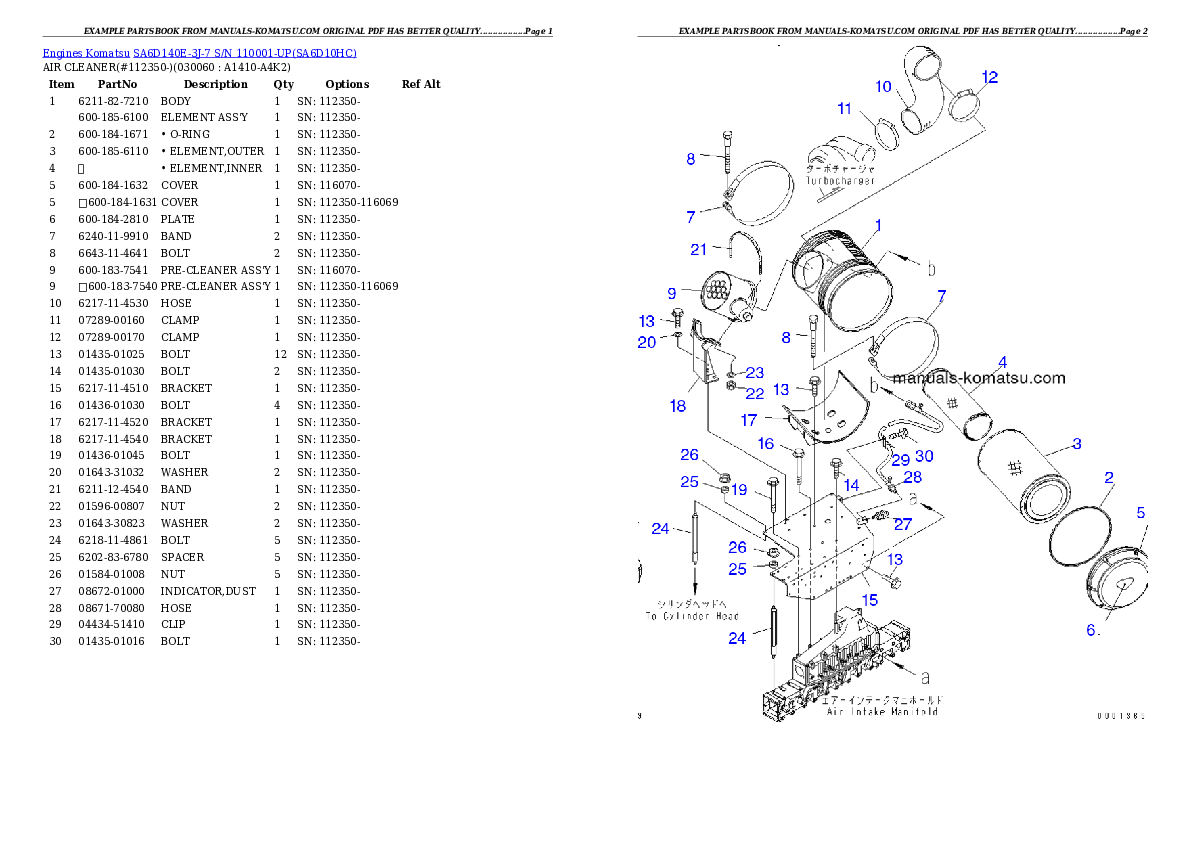 Protected: SA6D140E-3J-7 S/N 110001-UP Partsbook