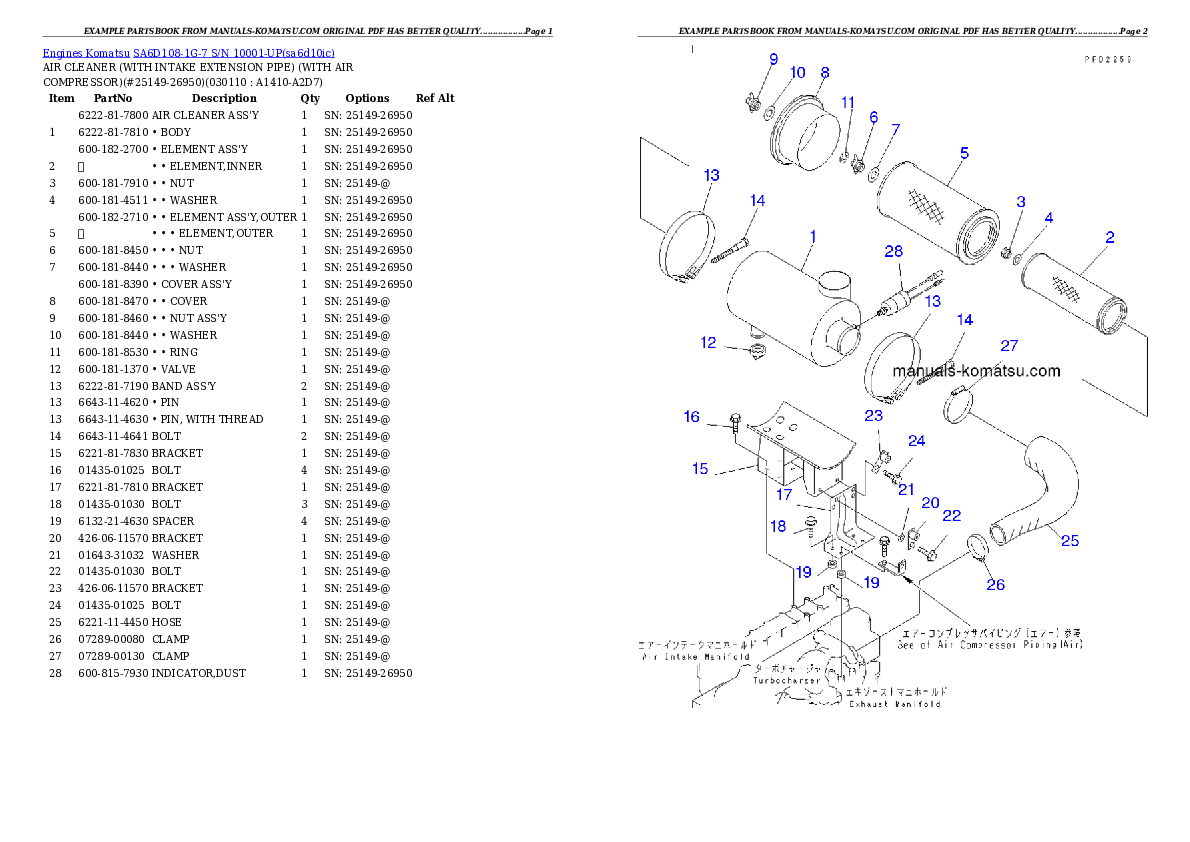 Protected: SA6D108-1G-7 S/N 10001-UP Partsbook