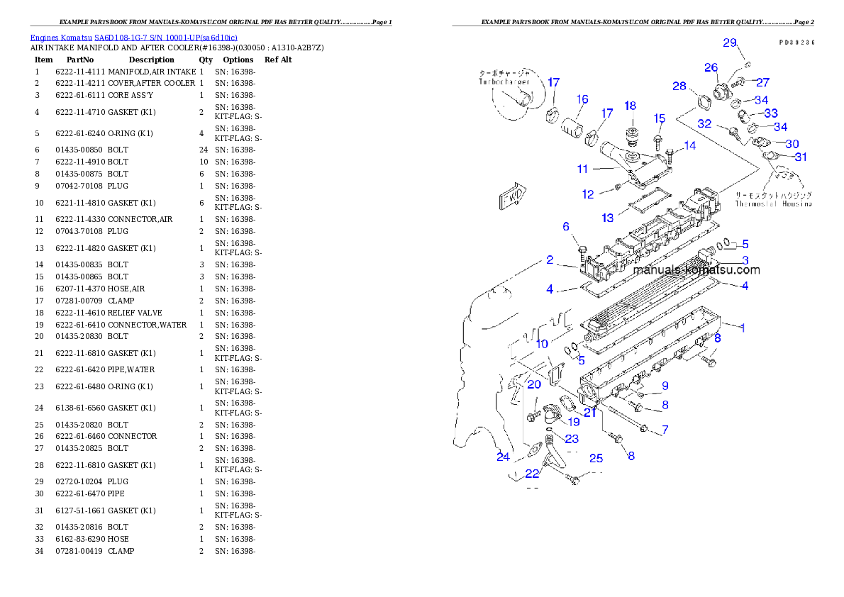Protected: SA6D108-1G-7 S/N 10001-UP Partsbook