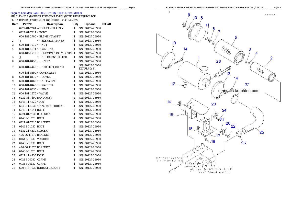 Protected: SA6D108-1G-7 S/N 10001-UP Partsbook