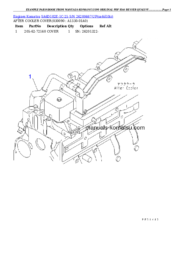 Protected: SA6D102E-1C-25 S/N 26200467-UP Partsbook