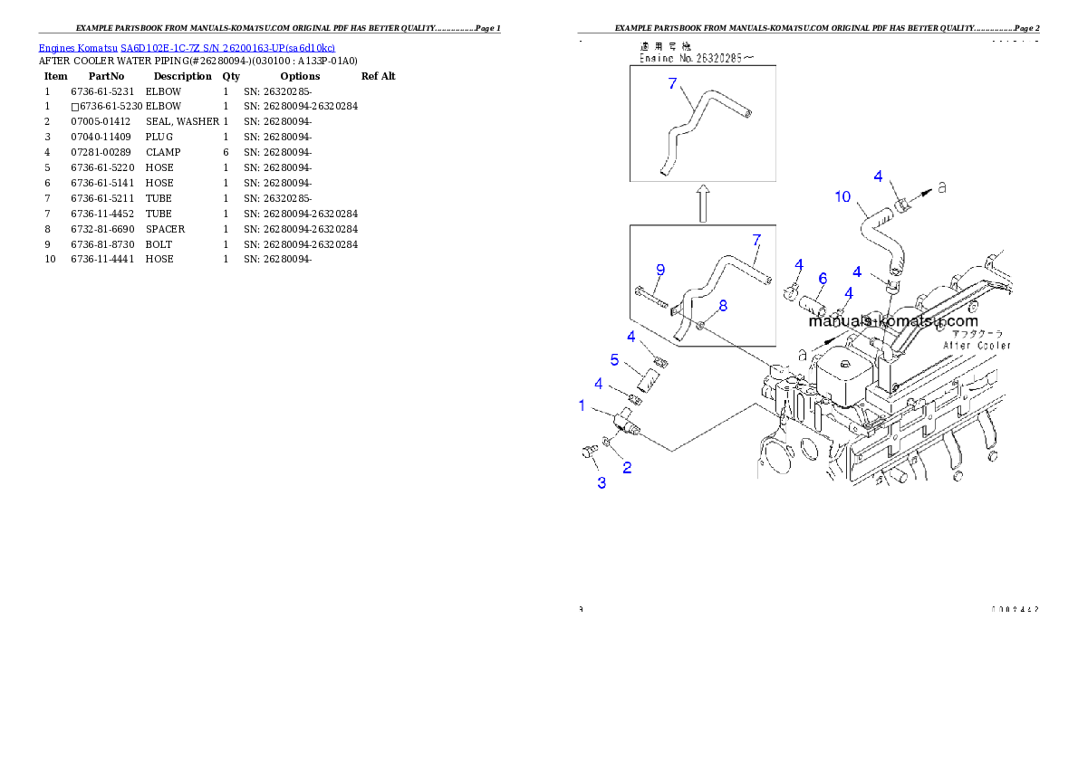 Protected: SA6D102E-1C-7Z S/N 26200163-UP Partsbook