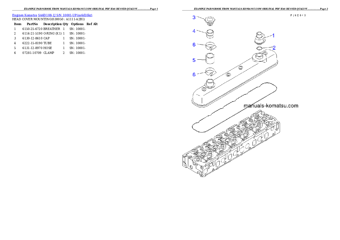 Protected: SA6D108-1J S/N 10001-UP Partsbook