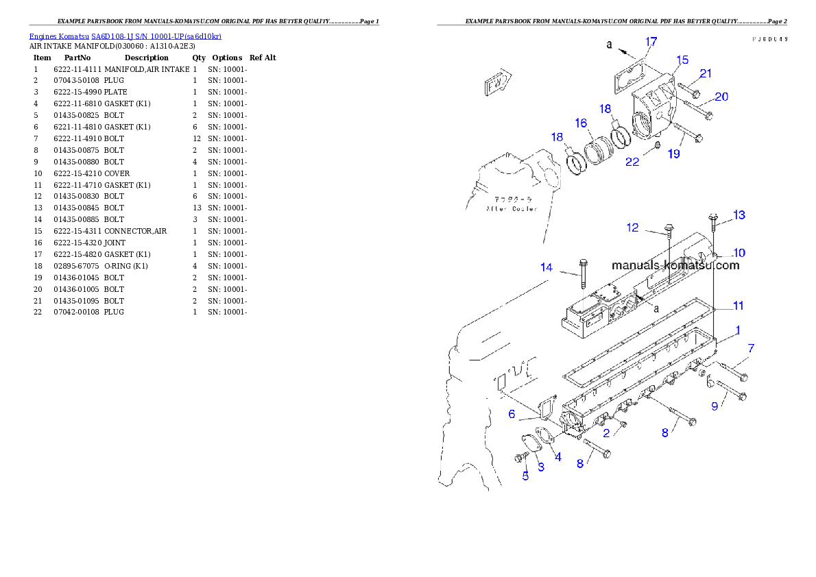 Protected: SA6D108-1J S/N 10001-UP Partsbook