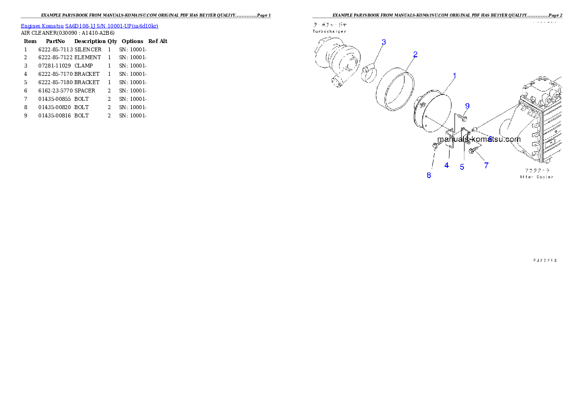 Protected: SA6D108-1J S/N 10001-UP Partsbook