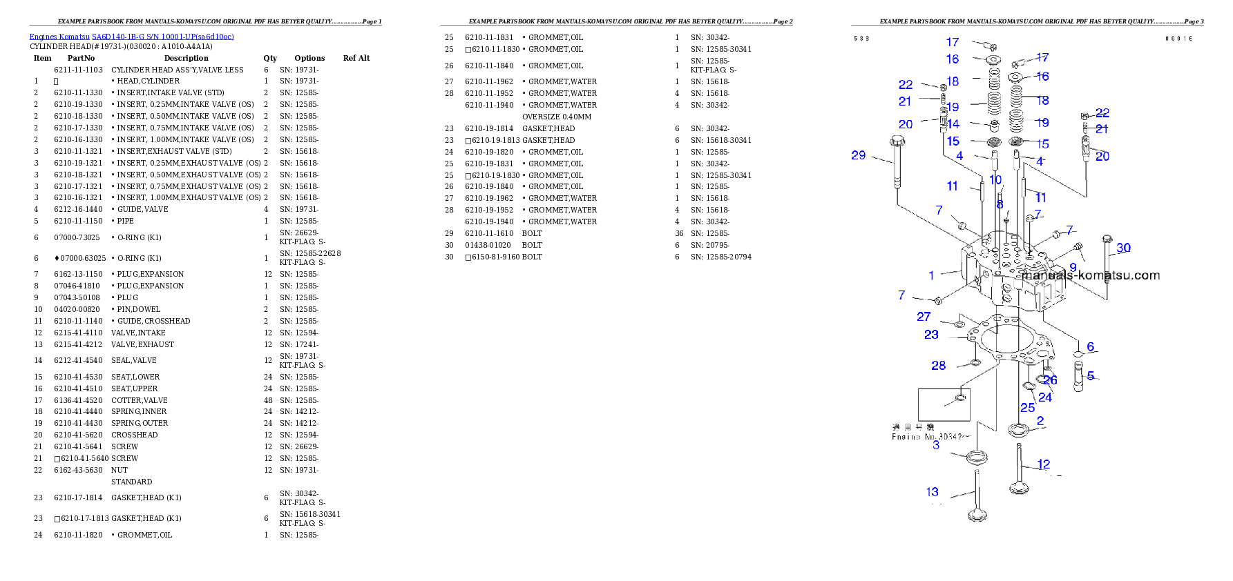 SA6D140-1B-G S/N 10001-UP Partsbook