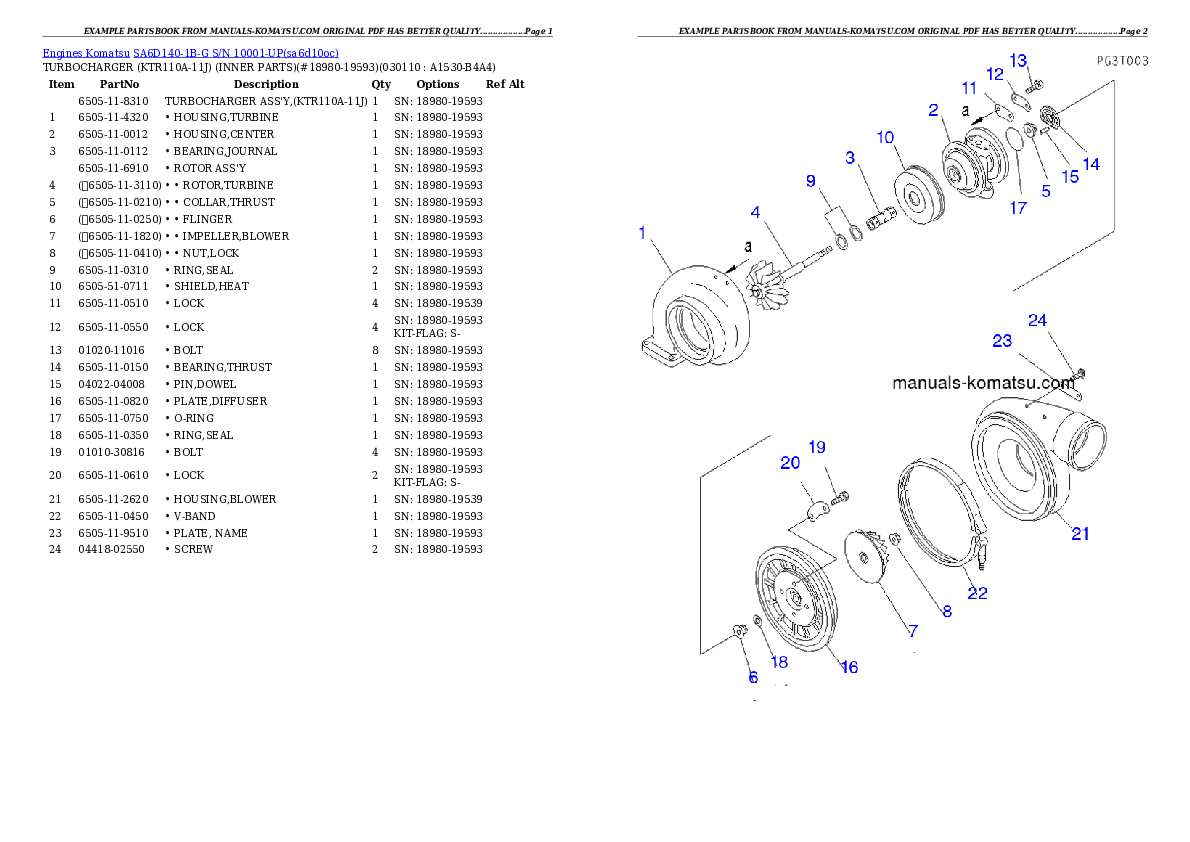 Protected: SA6D140-1B-G S/N 10001-UP Partsbook