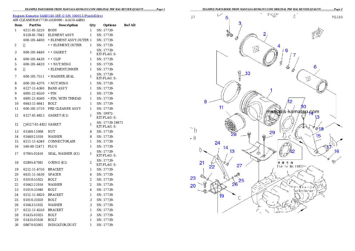 Protected: SA6D140-1EE-G S/N 10001-UP Partsbook