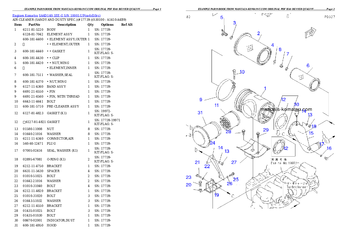 Protected: SA6D140-1EE-G S/N 10001-UP Partsbook