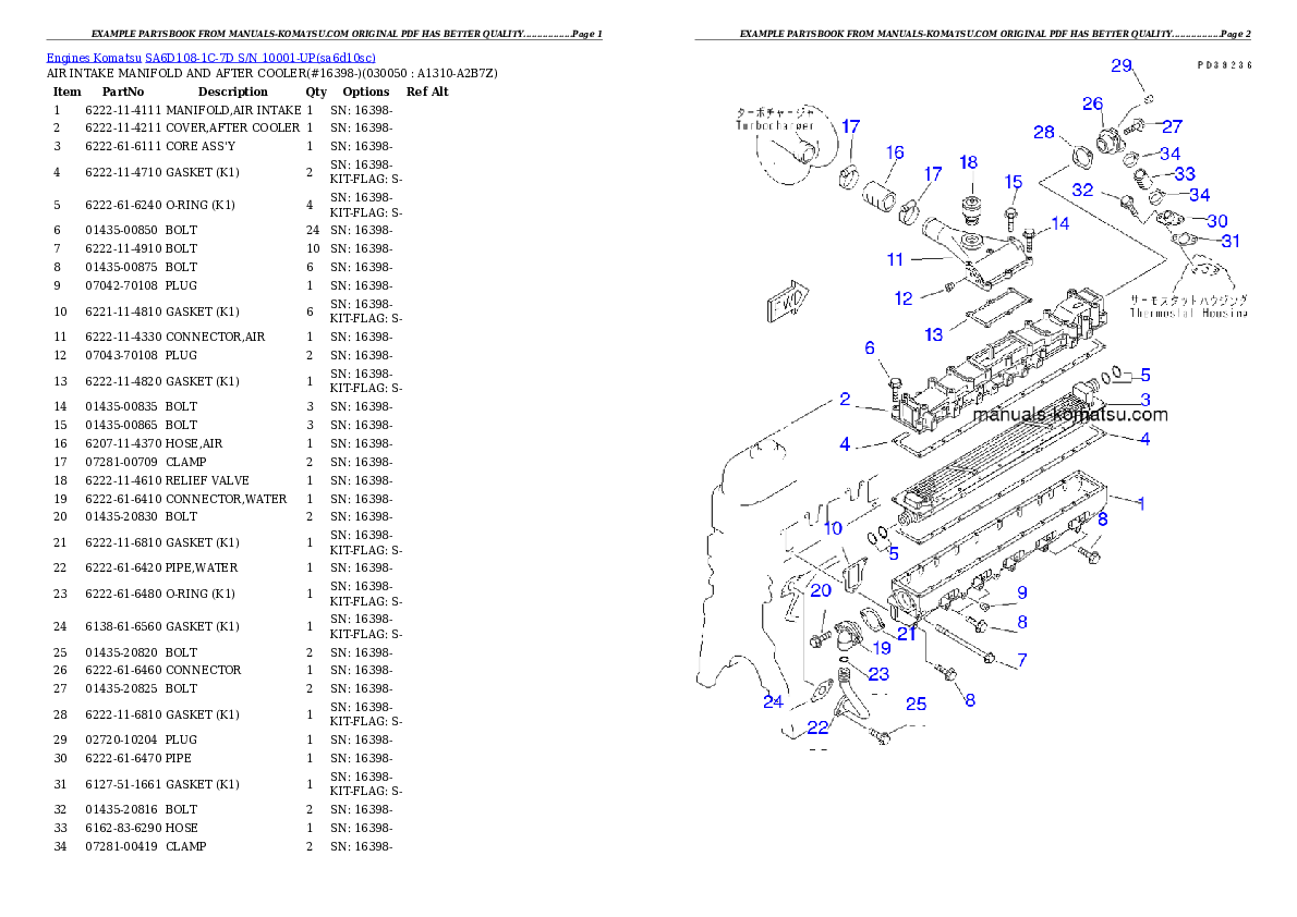 Protected: SA6D108-1C-7D S/N 10001-UP Partsbook
