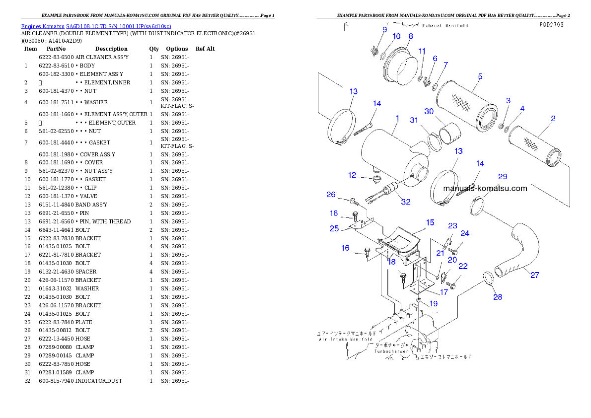 Protected: SA6D108-1C-7D S/N 10001-UP Partsbook