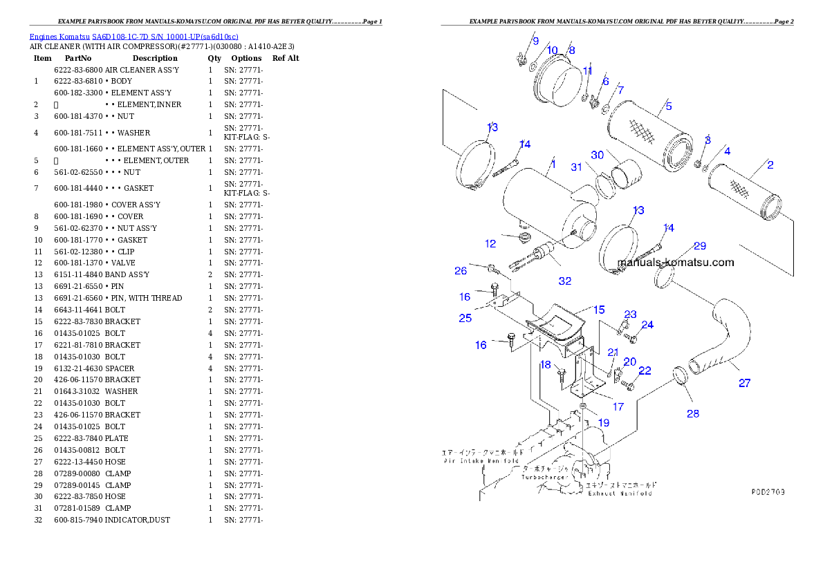 Protected: SA6D108-1C-7D S/N 10001-UP Partsbook