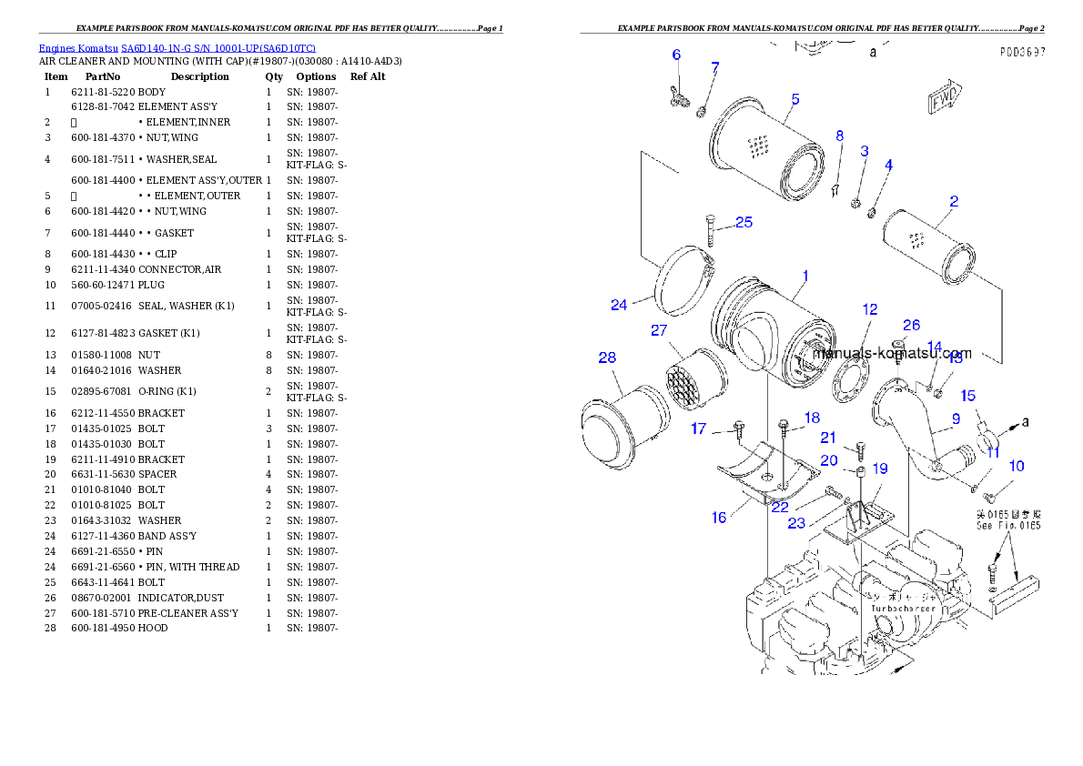 Protected: SA6D140-1N-G S/N 10001-UP Partsbook