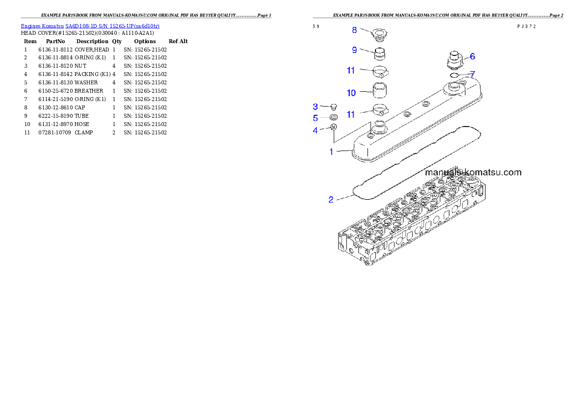 Protected: SA6D108-1D S/N 15265-UP Partsbook