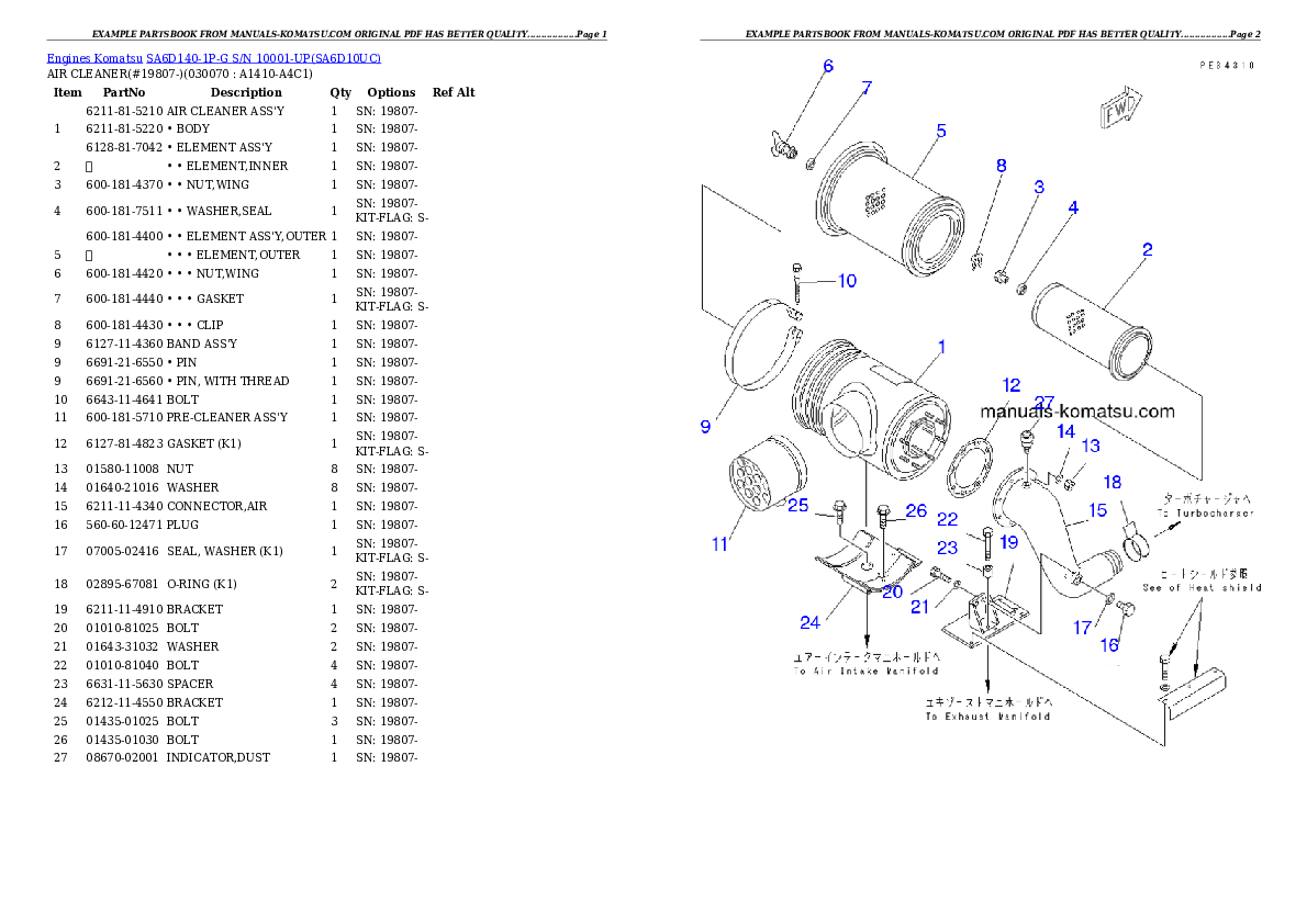 Protected: SA6D140-1P-G S/N 10001-UP Partsbook