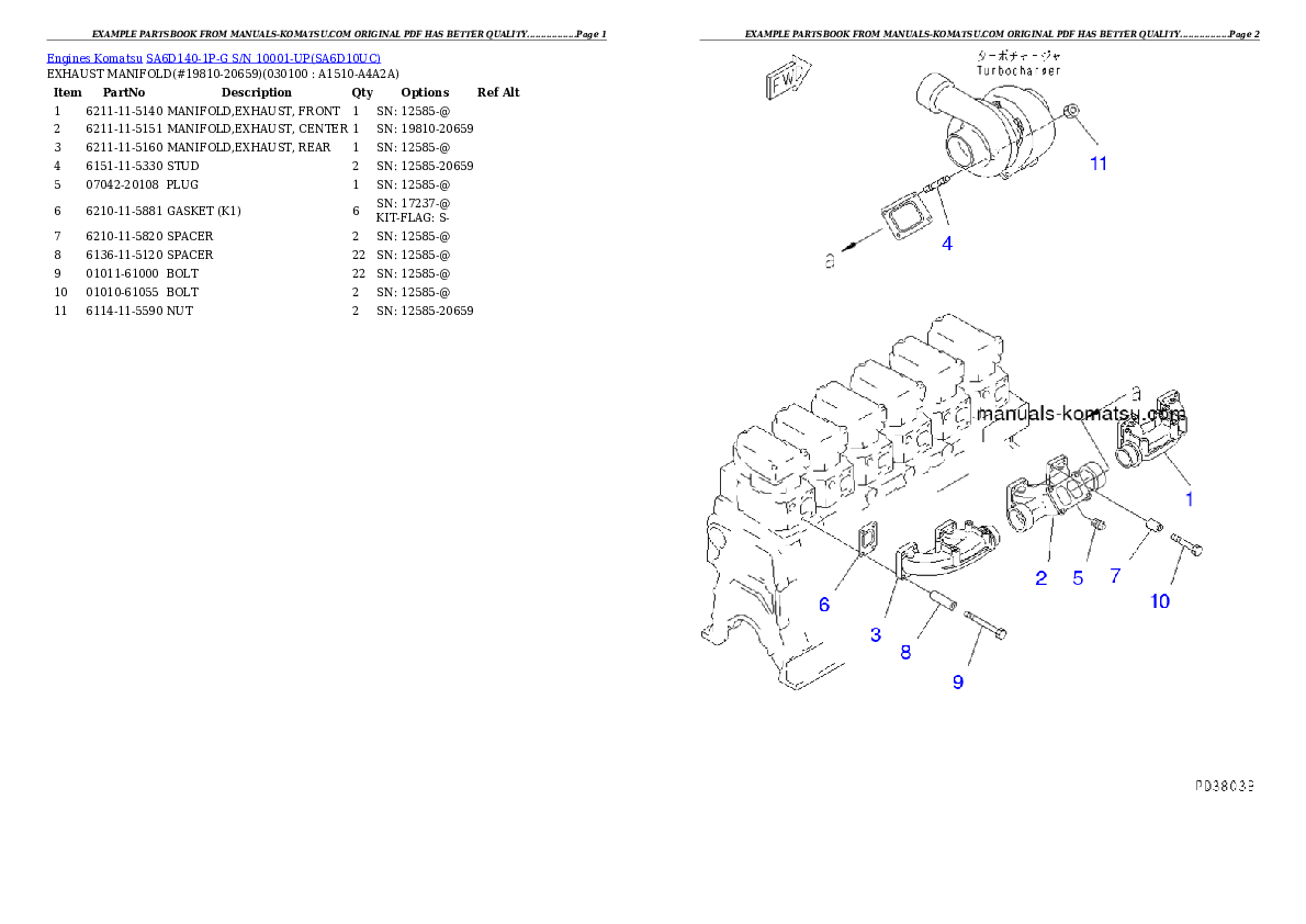 Protected: SA6D140-1P-G S/N 10001-UP Partsbook
