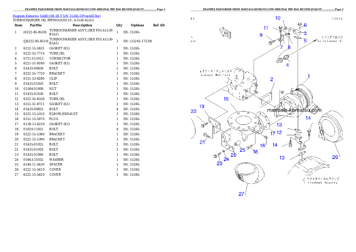 Protected: SA6D108-1B-T S/N 15265-UP Partsbook