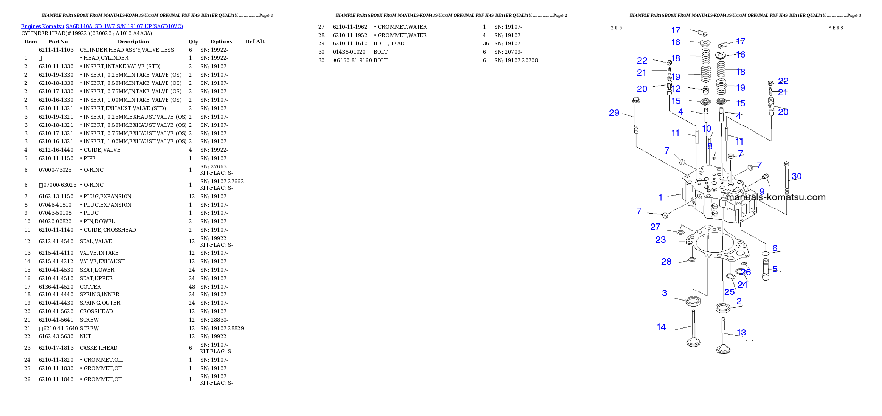 SA6D140A-GD-1W7 S/N 19107-UP Partsbook