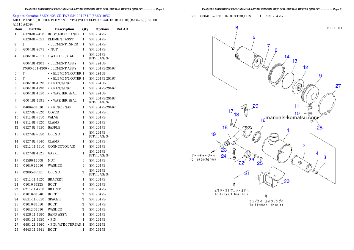 Protected: SA6D140A-GD-1W7 S/N 19107-UP Partsbook
