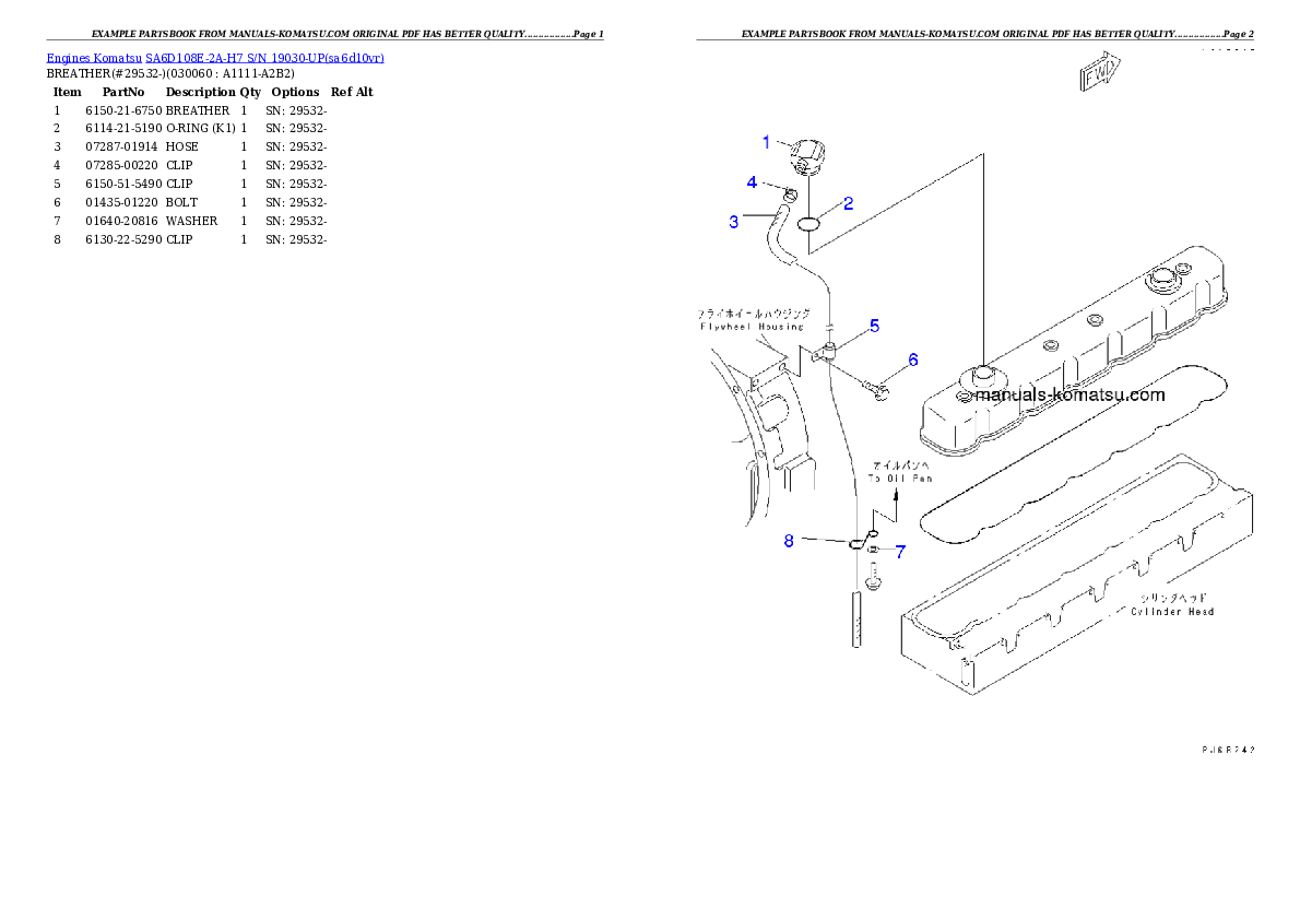 Protected: SA6D108E-2A-H7 S/N 19030-UP Partsbook