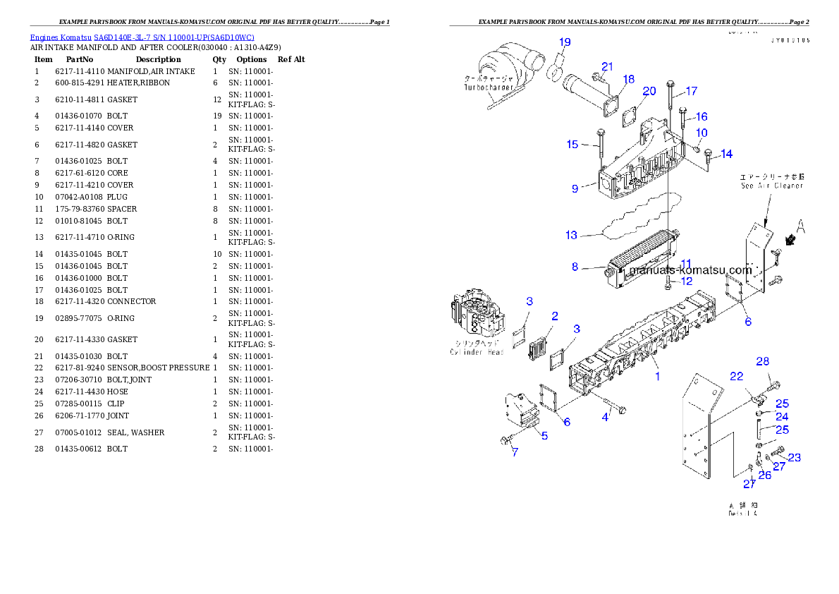 Protected: SA6D140E-3L-7 S/N 110001-UP Partsbook