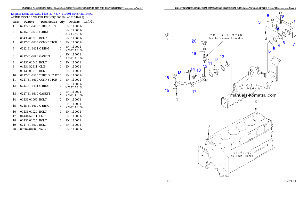Protected: SA6D140E-3L-7 S/N 110001-UP Partsbook