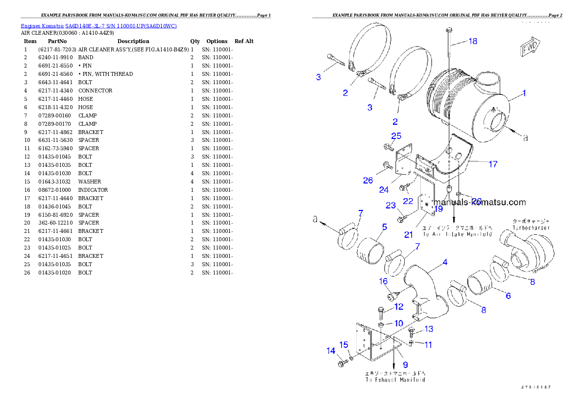 Protected: SA6D140E-3L-7 S/N 110001-UP Partsbook