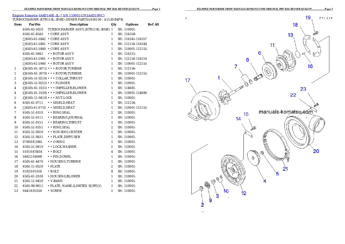 Protected: SA6D140E-3L-7 S/N 110001-UP Partsbook