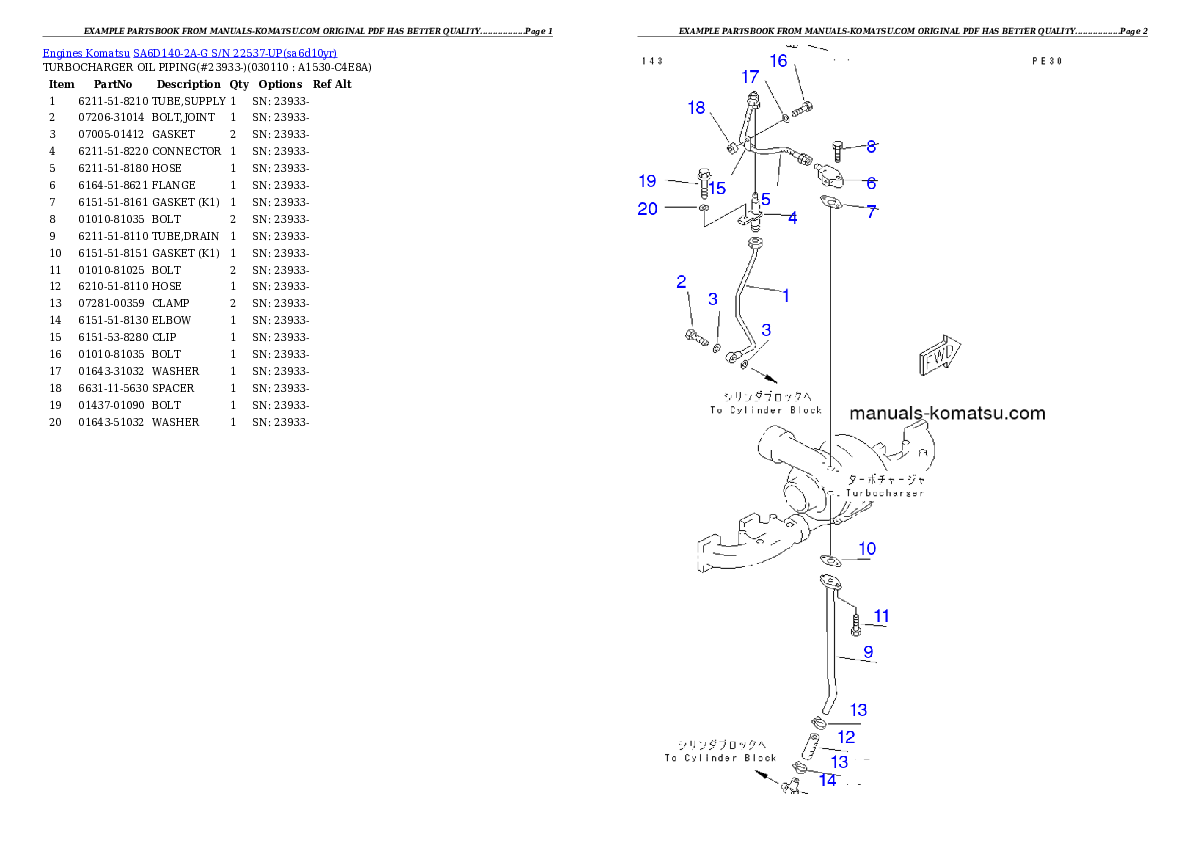 Protected: SA6D140-2A-G S/N 22537-UP Partsbook