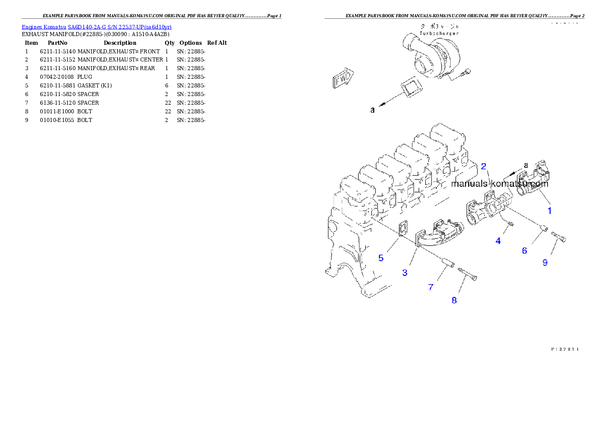 Protected: SA6D140-2A-G S/N 22537-UP Partsbook