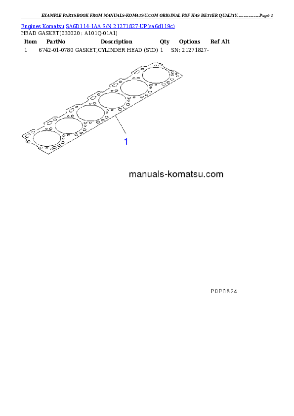 SA6D114-1AA S/N 21271827-UP Partsbook