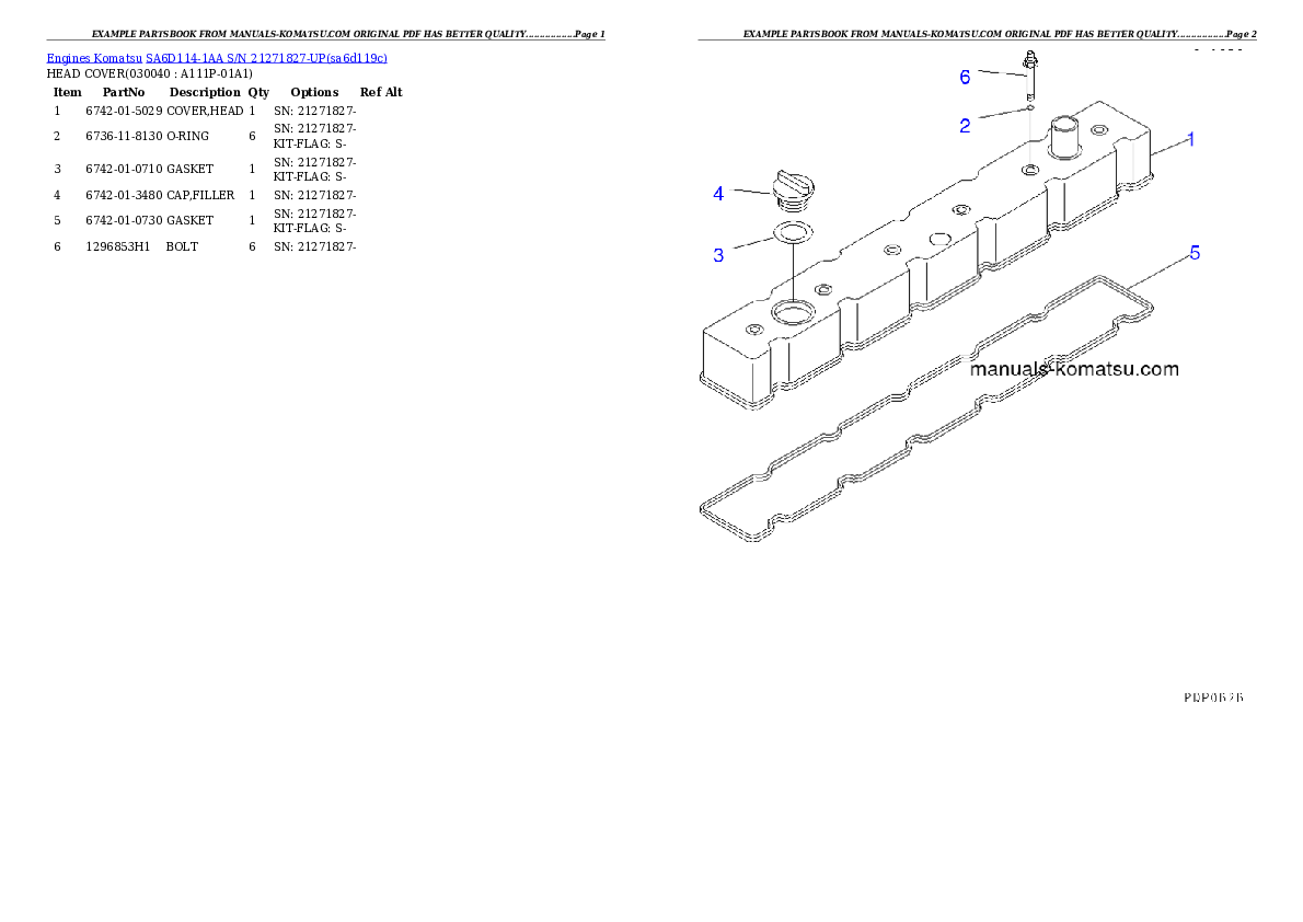 Protected: SA6D114-1AA S/N 21271827-UP Partsbook