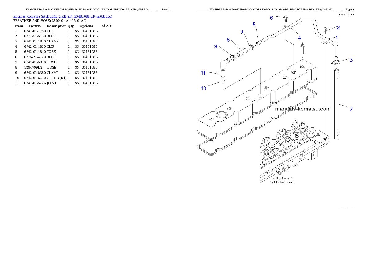 Protected: SA6D114E-2-KB S/N 30481088-UP Partsbook