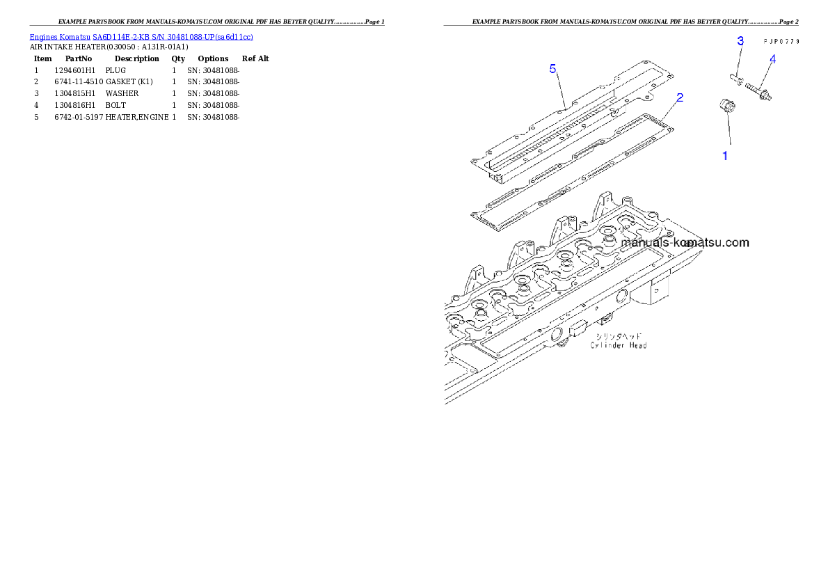 Protected: SA6D114E-2-KB S/N 30481088-UP Partsbook