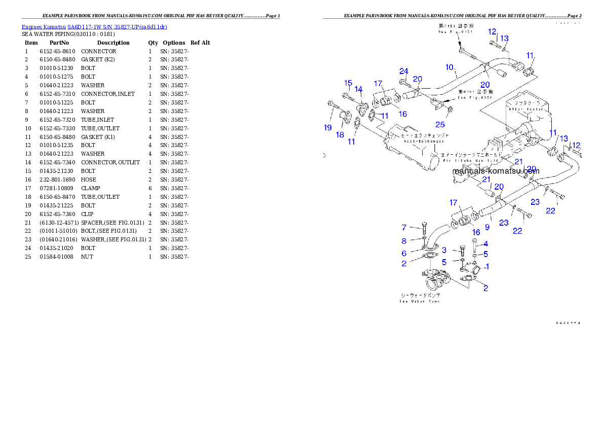 Protected: SA6D117-1W S/N 35827-UP Partsbook